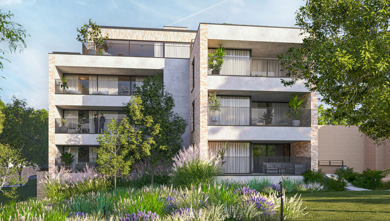 Residentie De Motte, een exclusieve woonervaring in een rustige, doch dynamische omgeving. Gelegen in de Hulstraat in de dorpskern van Hoeselt en omringd door groen, biedt deze residentie een prachtig uitzicht op het Mottepark. Hier geniet u van de perfec