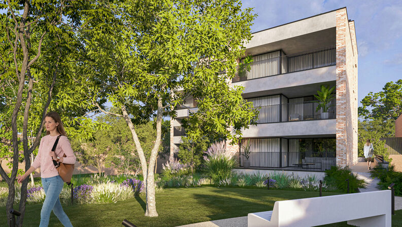 Residentie De Motte, een exclusieve woonervaring in een rustige, doch dynamische omgeving. Gelegen in de Hulstraat in de dorpskern van Hoeselt en omringd door groen, biedt deze residentie een prachtig uitzicht op het Mottepark. Hier geniet u van de perfec