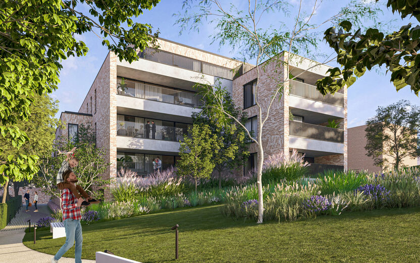 Residentie De Motte, een exclusieve woonervaring in een rustige, doch dynamische omgeving. Gelegen in de Hulstraat in de dorpskern van Hoeselt en omringd door groen, biedt deze residentie een prachtig uitzicht op het Mottepark. Hier geniet u van de perfec