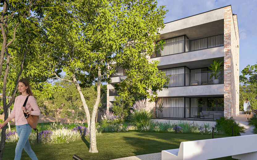 Residentie De Motte, een exclusieve woonervaring in een rustige, doch dynamische omgeving. Gelegen in de Hulstraat in de dorpskern van Hoeselt en omringd door groen, biedt deze residentie een prachtig uitzicht op het Mottepark. Hier geniet u van de perfec