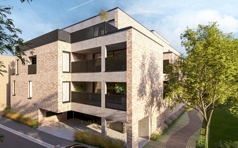 Residentie De Motte, een exclusieve woonervaring in een rustige, doch dynamische omgeving. Gelegen in de Hulstraat in de dorpskern van Hoeselt en omringd door groen, biedt deze residentie een prachtig uitzicht op het Mottepark. Hier geniet u van de perfec